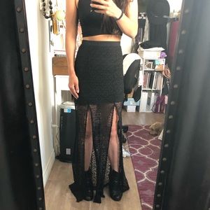 Nasty Gal Black Lace Maxi Skirt Size Small